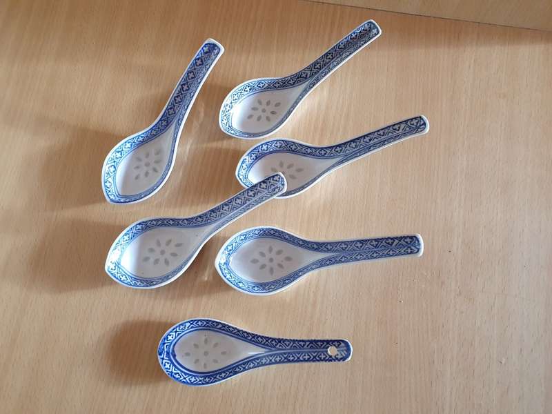 Small Chinese Blue & White Porcelain Rice Spoon