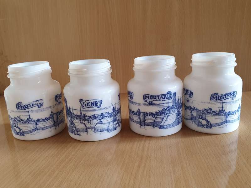 Blue & White Mustard Jars