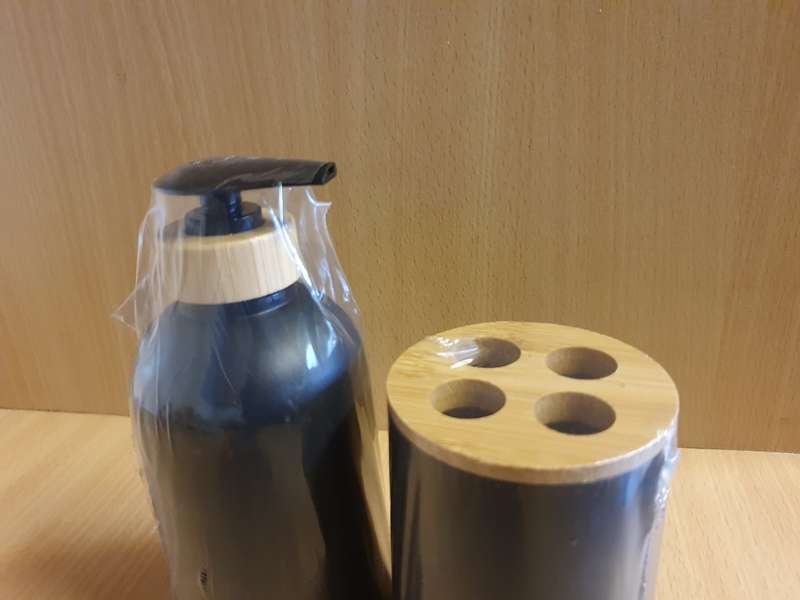 Set of 2 Plastic Soap Dispenser & Toothbrush Holder  (new condition)