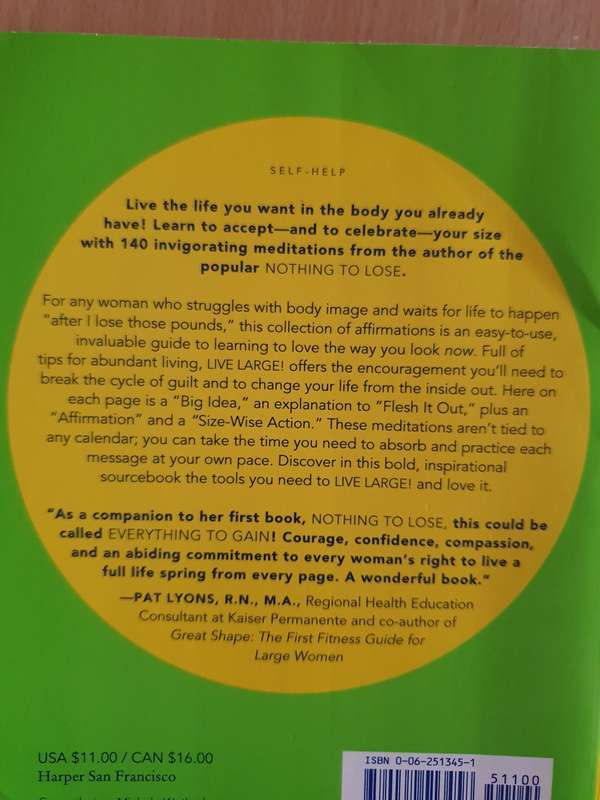 Live Large!  Ideas, affirmations & actions for sane living in a larger body: Cheri K. Erdman(Paperba
