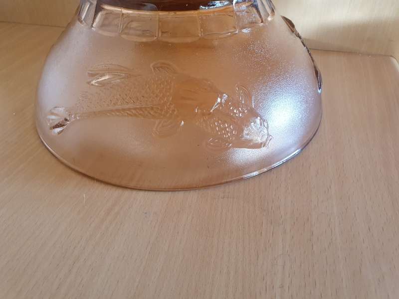 Vintage Fish Patterned Round Lidded Glass Dish