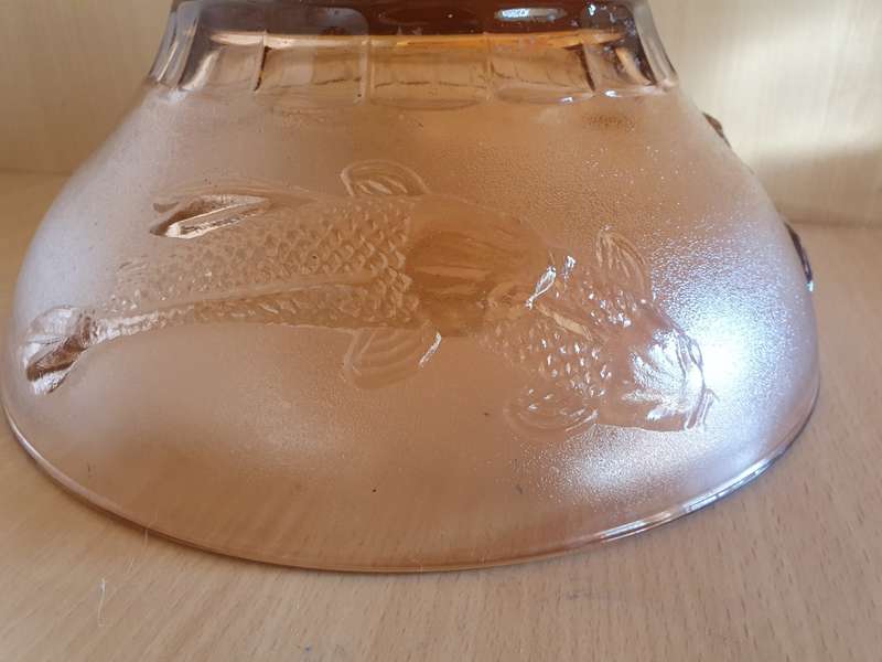 Vintage Fish Patterned Round Lidded Glass Dish