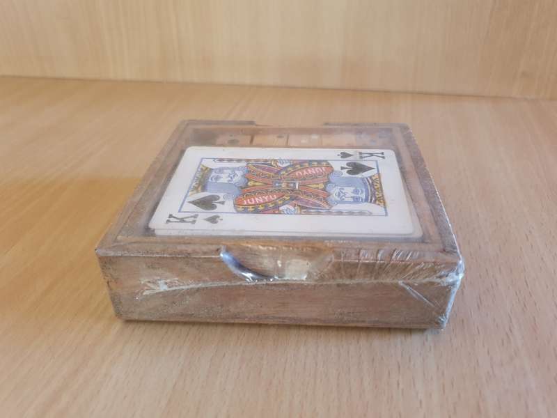 Wooden Box with Playing Cards & Dice