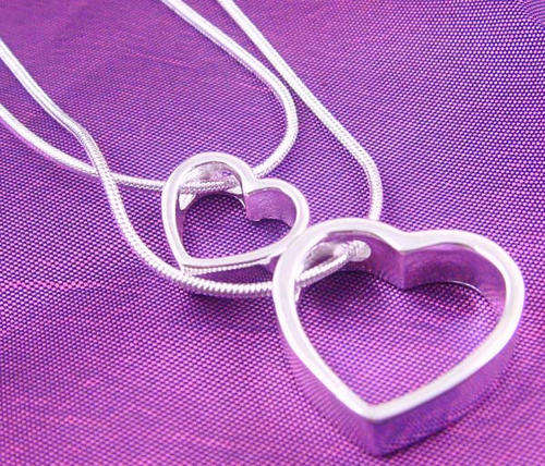AWESOME 925 DOUBLE HEART PENDANT NECKLACE PLUS GIFT BOX