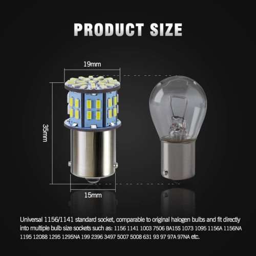 Antline 1156 1141 1003 7506 BA15S LED Bulbs White 20-Packs, Super Bright 3014 50-SMD LED Replacement