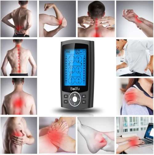 Belifu Dual Channel TENS EMS Unit 24 Modes Muscle Stimulator for Pain Relief Therapy, Electronic Pul