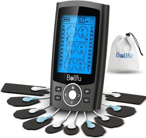 Belifu Dual Channel TENS EMS Unit 24 Modes Muscle Stimulator for Pain Relief Therapy, Electronic Pul