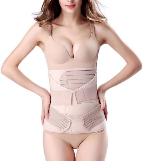 3 in 1 Postpartum Support - Recovery Belly/waist/pelvis Belt Shapewear Slimming Girdle, Beige, One S