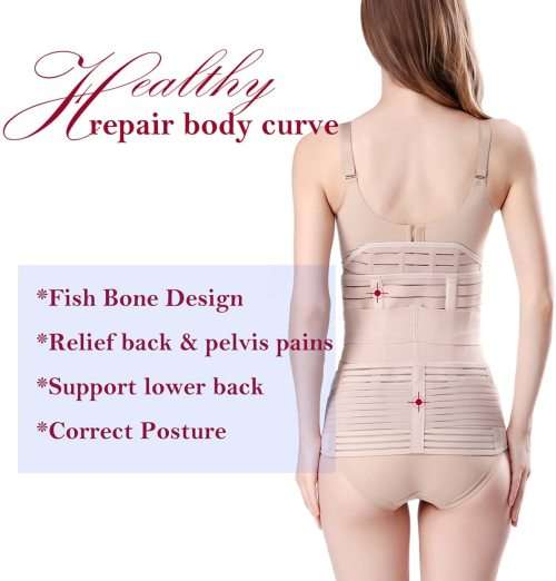 3 in 1 Postpartum Support - Recovery Belly/waist/pelvis Belt Shapewear Slimming Girdle, Beige, One S