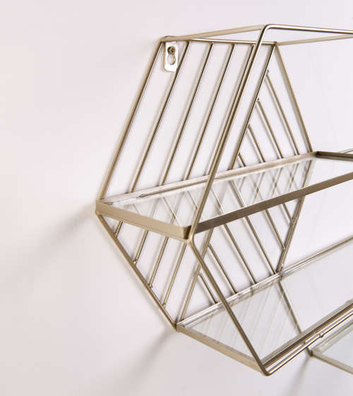 WALL SHELF - HEXAGONS GOLD