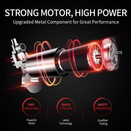 VacLife Air Compressor Tire Inflator, DC 12V Air Pump for Car Tires, Bicycles and Other Inflatables,