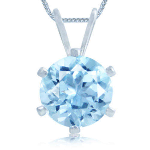 1.6 Genuine Blue Topaz 925 Sterling Silver Pendant