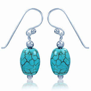 Green Turquoise Sterling Silver Dangle Earrings