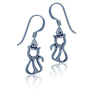 Cat Lovers!! CatSterling Silver Dangle Earrings