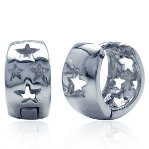 925 Sterling Silver Star Filigree Huggie Earrings