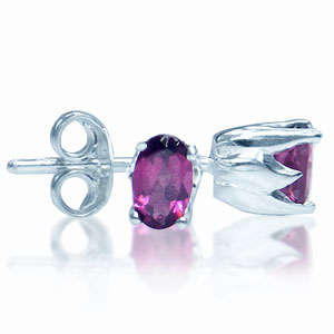 Genuine Amethyst Sterling Silver Stud Earrings