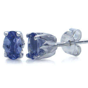 Genuine lolite Sterling Silver 925 Stud Earrings