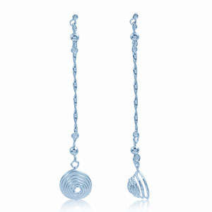Long Spiral Sterling Silver 925 Dangle Earrings