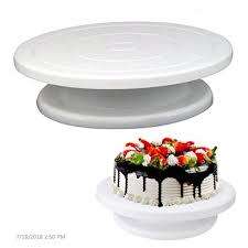 White 28CM Plastic Cake Turntable Rotating Cake Decorating Plate 11 Cakes Stand Rotary Table Baking