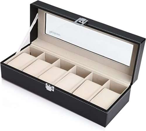 6 Slots Wrist Watch Storage Box Holder Organizer Case