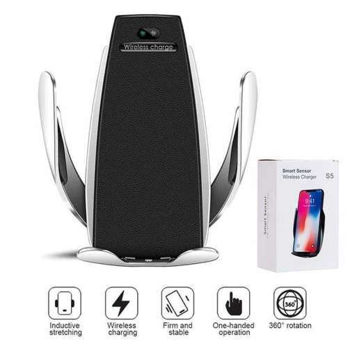 Smart Sensor Wireless Fast Charging Car Charger with 360 Rotation