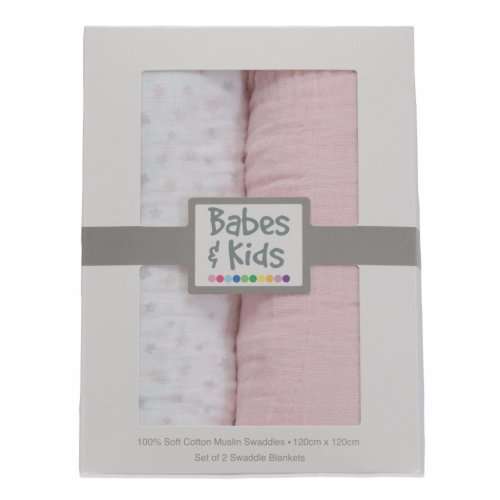 Babes & Kids 100% Cotton Muslin Swaddle Gift Sets