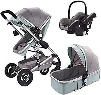 Baby stroller 3 in 1 newborn baby carriage - Green