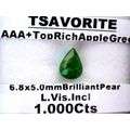 VALUABLE/RARE - TSAVORITE 1.000CTS, AAA+ TOP RICH APPLE GREEN - WITH GEM REPORT