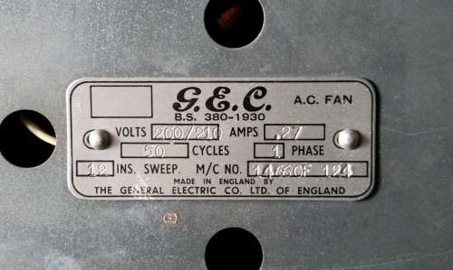 1930's G.E.C Desktop Fan