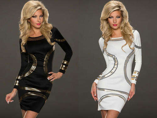 Black & Gold Long Sleeve Dress Medium