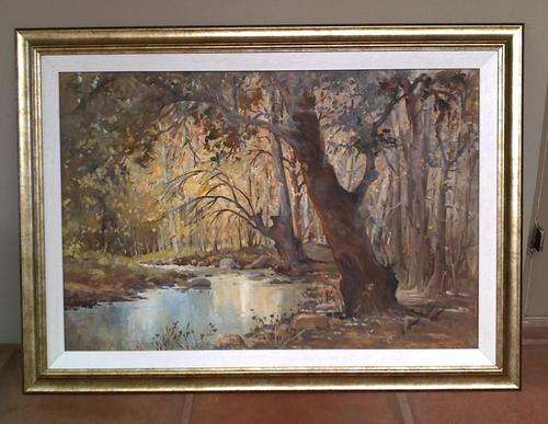 BEAUTIFUL 'STREAM THROUGH FOREST' - ORIGINAL L. M. WILES - VALUED AT R85,000.00!!!
