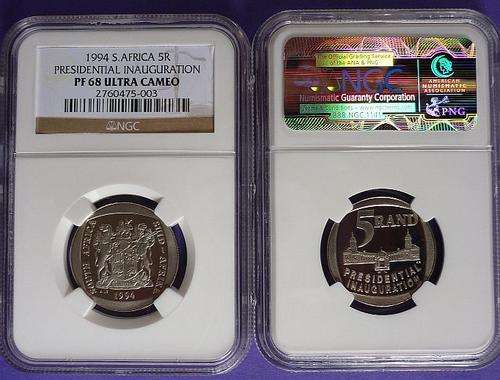 PROOF 68 !! 1994 MANDELA ULTRA CAMEO INAUGURATION R5  !! PF68 !! ULTRA SCARCE !! CRAZY START @ R1 !!