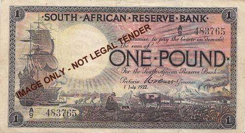 1922 WH. CLEGG BANKNOTE - 1ST ISSUE ONE POUND - VALUE R7500 + !! HIGHLY COLLECTABLE !!