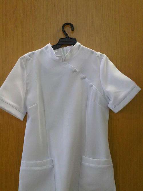 NURSING UNIFORMS - WHITE CHINESE COLLAR BLOUSE WHITE PIPING