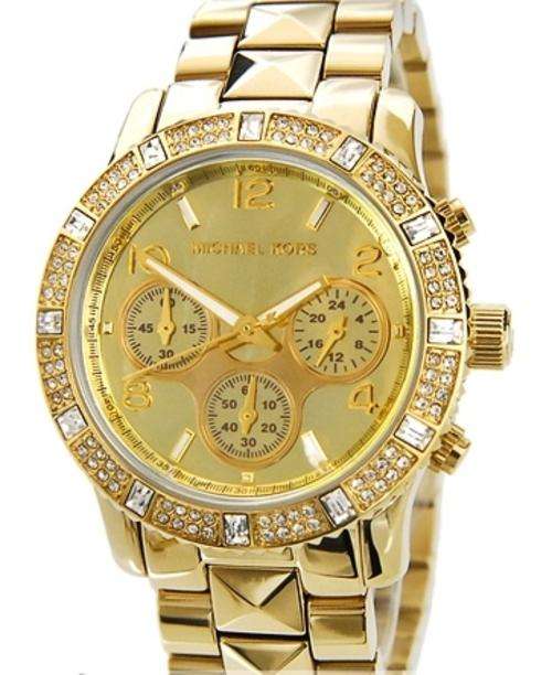 **Low Start Bid** New Ladies Michael Kors Mercer Gold-Tone Chronograph Watch