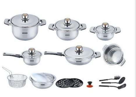 Chukbok 15 Piece Heavy Bottom Stainless Steel Cookware Set