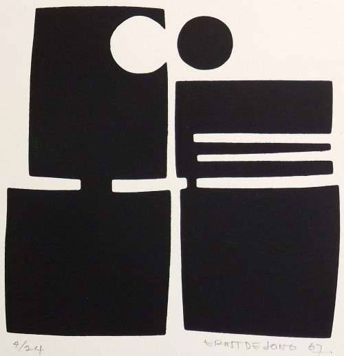 Ernst de Jong. Hand printed silkscreen 1967. Pencil signed and numbered.