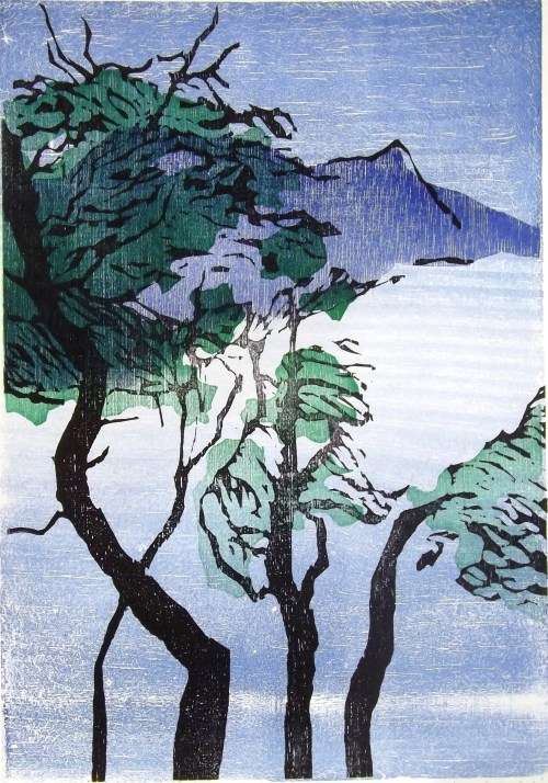Alice Goldin. CAPE POINT. Hand printed woodcut. Signed.