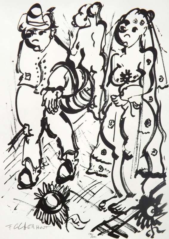 FRANS CLAERHOUT. THE WEDDING. A3. Hand printed litho. Limited Edition. Signed.