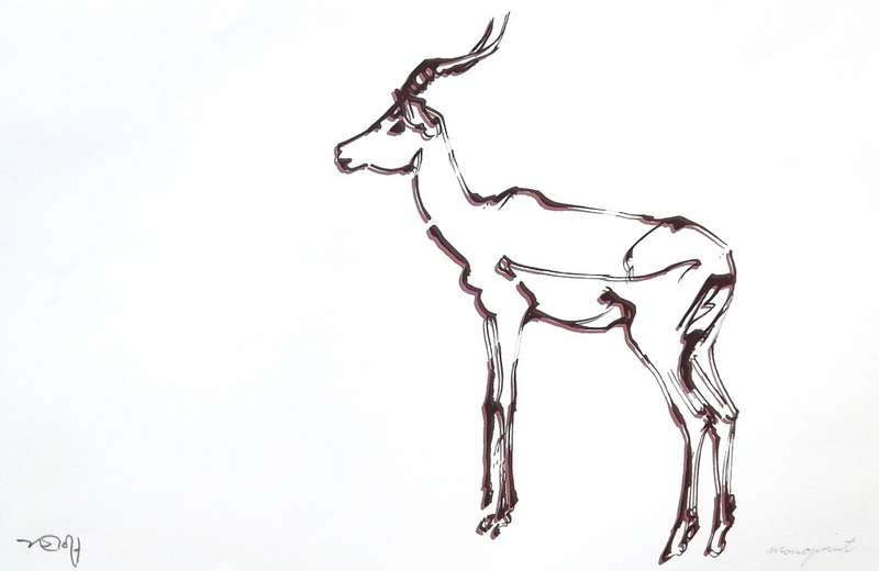 ZAKKIE ELOFF. ROOIBOK. A3. Monoprint. Only one of a kind print. Signed