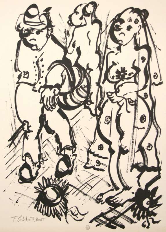 FRANS CLAERHOUT. WEDDING. A3. Hand printed litho. Limited edition. Signed.