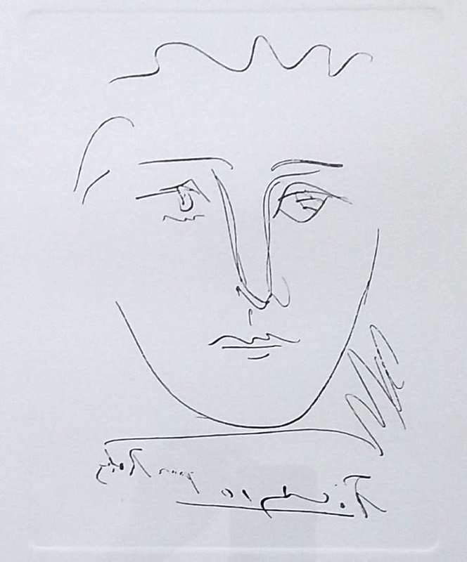 PABLO PICASSO. POUR ROBY. Hand printed etching. signed in plate. Mint condition
