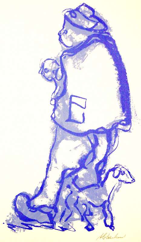 FRANS CLAERHOUT. SKAAPWAGTER. A3. Hand printed silkscreen, Signed.