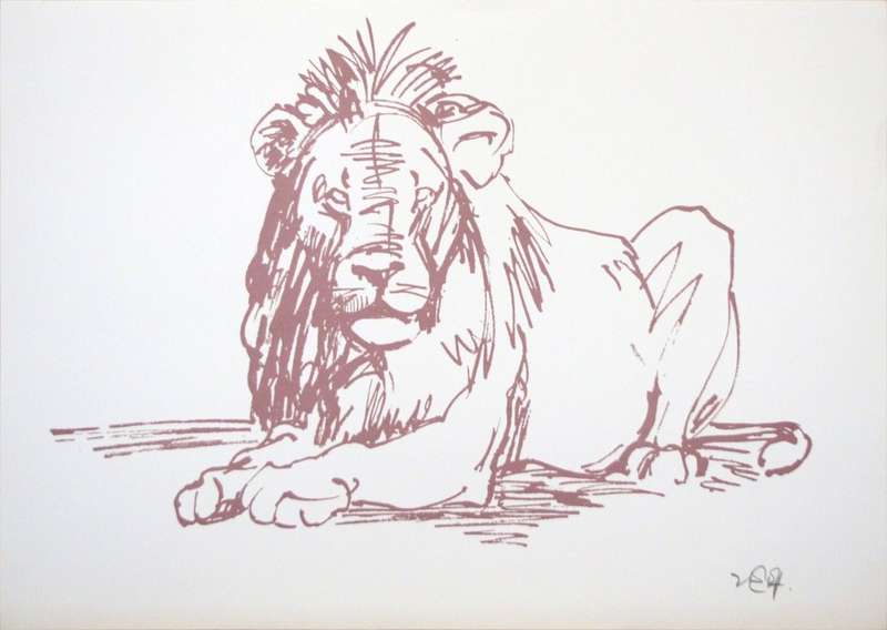 ZAKKIE ELOFF. LEEU. A3. Hand printed silkscreen. Limited Edition. Signed.