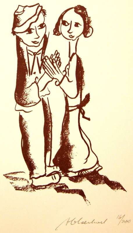 FRANS CLAERHOUT. LOVERS. Hand printed silkscreen. Limited edition. Signed.