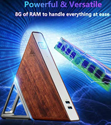 Mini PC - Quad Core Celeron N3450 stylish triangle wood finish