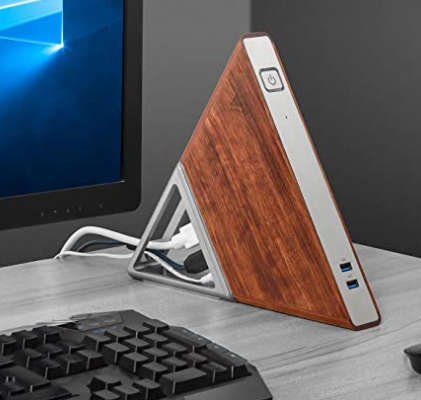 Mini PC - Quad Core Celeron N3450 stylish triangle wood finish