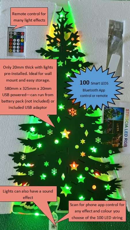 Smart Christmas Tree - "Flat" "Smart LED" Christmas Tree (Flat surface)