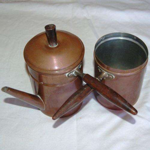 Vintage Copper Turkish Coffee Pot plus 1 other Pot - Height 150mm Dia. 90mm