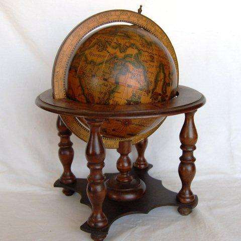 Vintage Wooden Table Top Zodiac Globe - Made in Italy - Height 360mm Width 280mm Globe Dia. 190mm